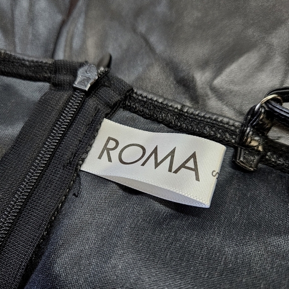 NEW Roma Lyssa Black Faux Leather Wrap Mini Dress Small Yandy - Picture 5 of 6